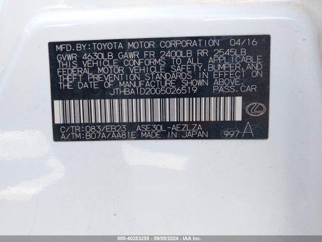 JTHBA1D20G5026519 Lexus IS 200T
