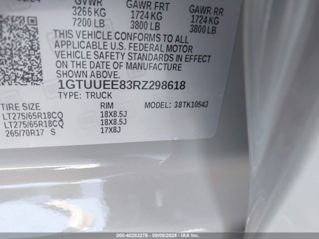 1GTUUEE83RZ298618 GMC Sierra 1500 4wd  Short Box At4