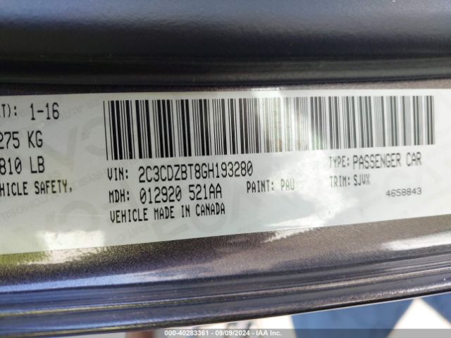 2C3CDZBT8GH193280 Dodge Challenger R/t Plus Shaker