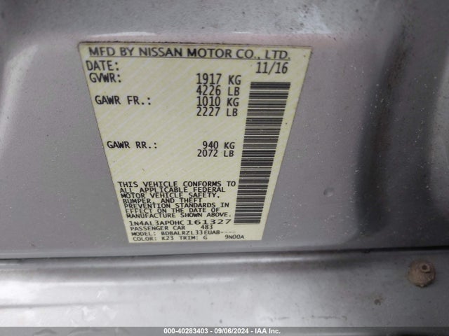 Nissan Altima 2.5 Sl 2017 1N4AL3AP0HC161327 Image 9