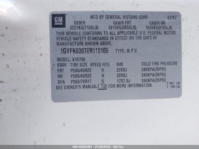 2008 CADILLAC ESCALADE 1GYFK63878R110165 Photo 8