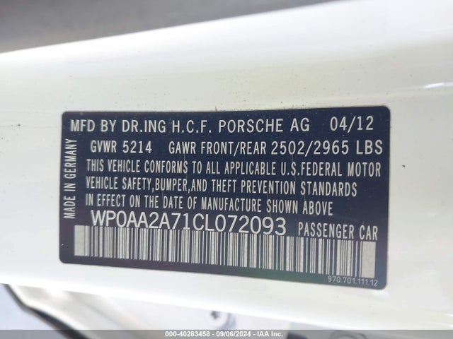 2012 PORSCHE PANAMERA WP0AA2A71CL072093 Photo 8