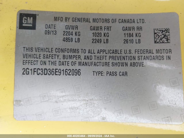 Chevrolet Camaro 2lt 2014 2G1FC3D36E9162096 Image 9