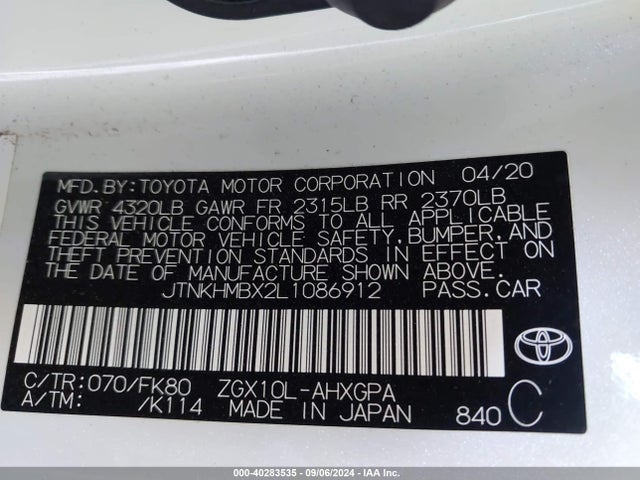 Toyota C-HR XLE 2020 JTNKHMBX2L1086912 Image 9