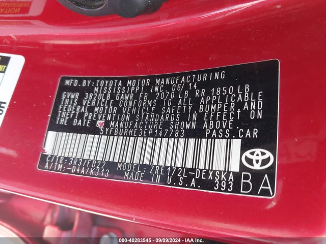 Toyota Corolla S Plus 2014 5YFBURHE3EP147783 Image 9