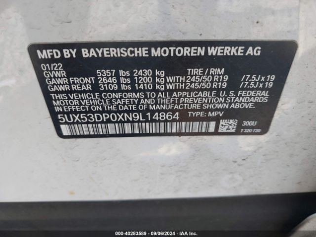 5UX53DP0XN9L14864 BMW X3 Xdrive30i