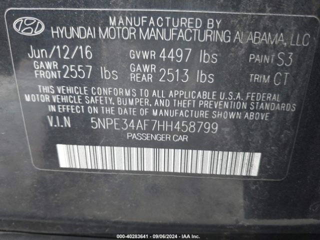 5NPE34AF7HH458799 Hyundai Sonata Sport