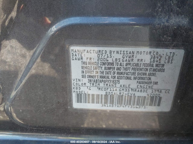 Nissan SENTRA SR 2015 3N1AB7AP4FY316375 Image 9