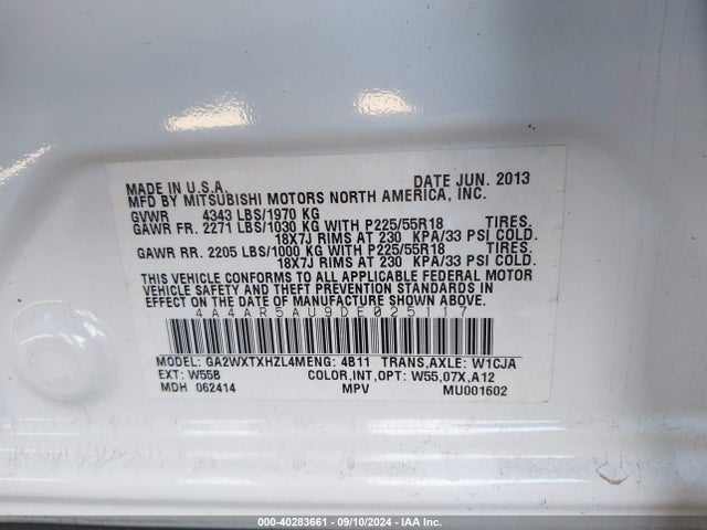 2013 MITSUBISHI OUTLANDER SPORT 4A4AR5AU9DE025117 Photo 8