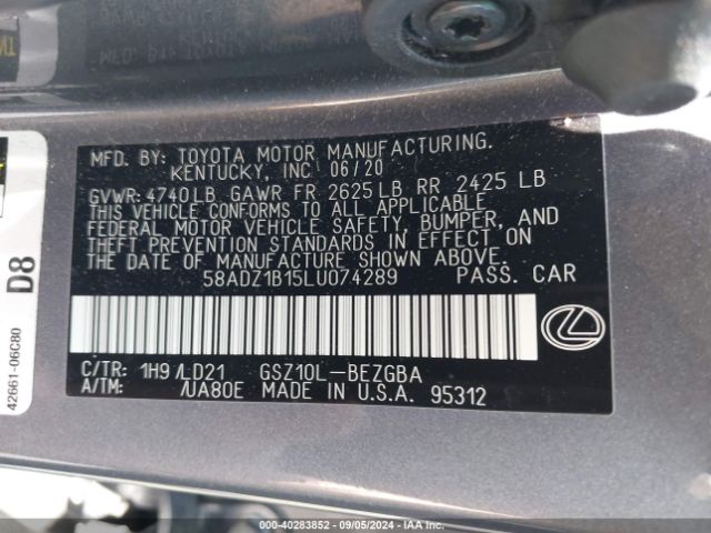 58ADZ1B15LU074289 Lexus ES 350