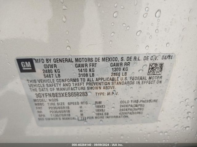 3GYFNBE3XES658283 Cadillac Srx Luxury Collection