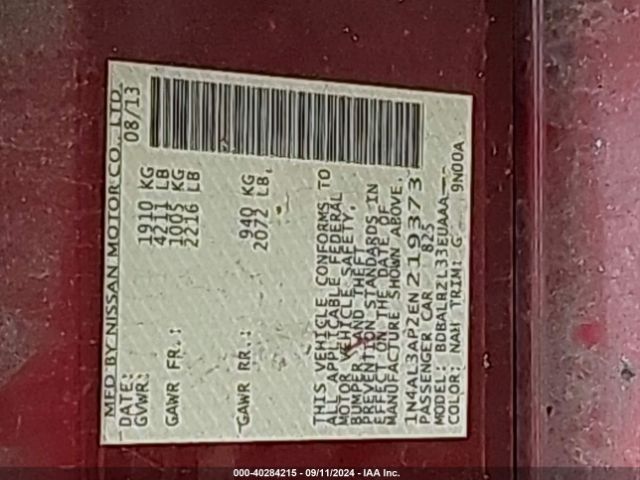1N4AL3AP2EN219373 Nissan Altima 2.5 S