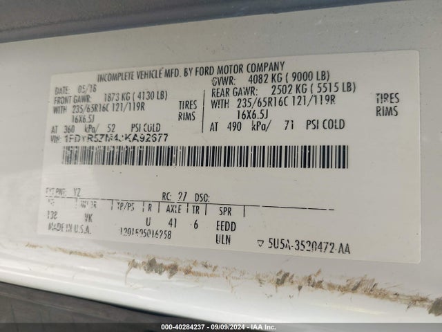 1FDYR5ZM4JKA92677 Ford Transit-250 Cab