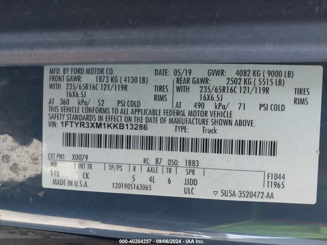 Ford Transit-250 2019 1FTYR3XM1KKB13286 Image 9