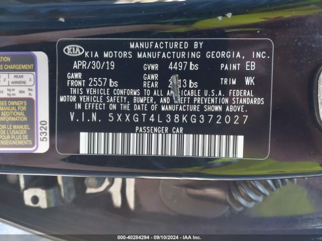 2019 KIA OPTIMA 5XXGT4L38KG372027 Photo 8