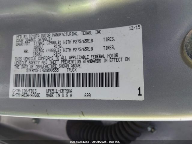 5TFRM5F17GX099555 Toyota Tundra Sr5 4.6l V8
