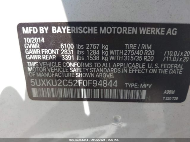 5UXKU2C52F0F94844 BMW X6 Xdrive35i