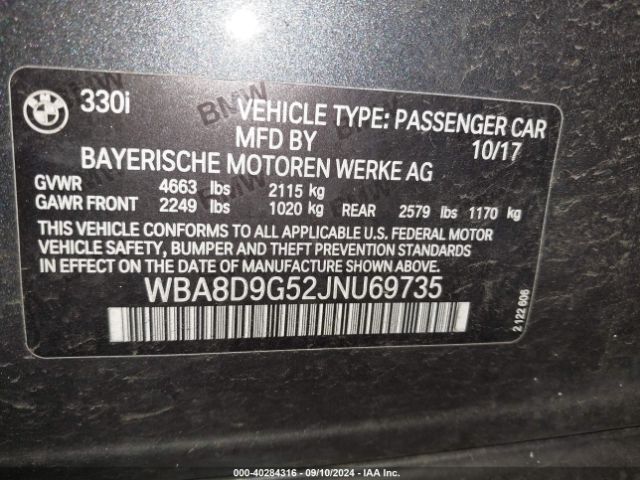 WBA8D9G52JNU69735 BMW 330i Xdrive