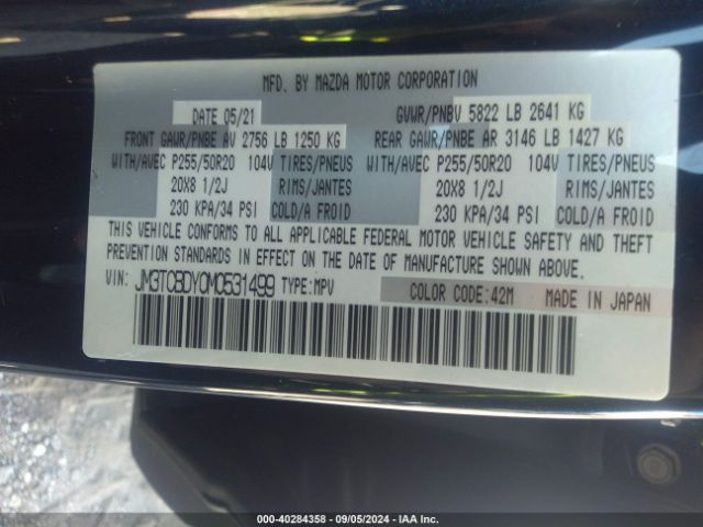 JM3TCBDY0M0531499 Mazda Cx-9 Grand Touring