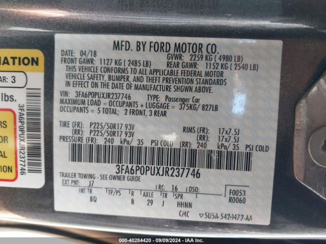 3FA6P0PUXJR237746 Ford Fusion Energi Se Luxury