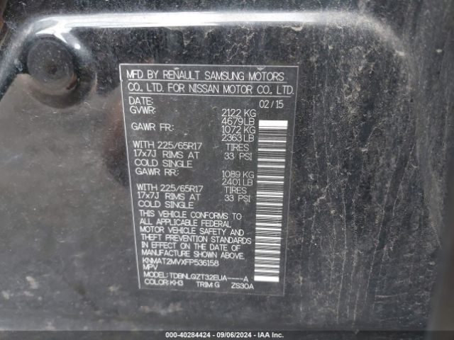 KNMAT2MVXFP536158 Nissan ROGUE SV
