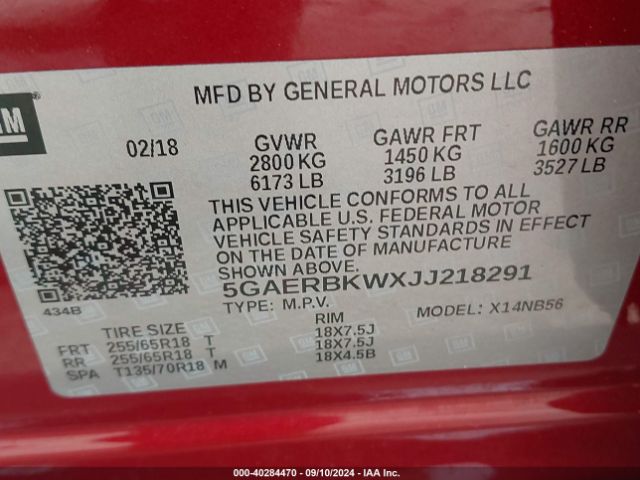 5GAERBKWXJJ218291 Buick Enclave Essence