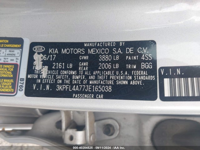 KIA FORTE LX 2018 3KPFL4A77JE165038 Image 9