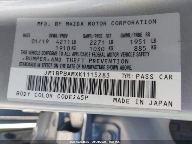JM1BPBAMXK1115283 Mazda Mazda3 Select Package