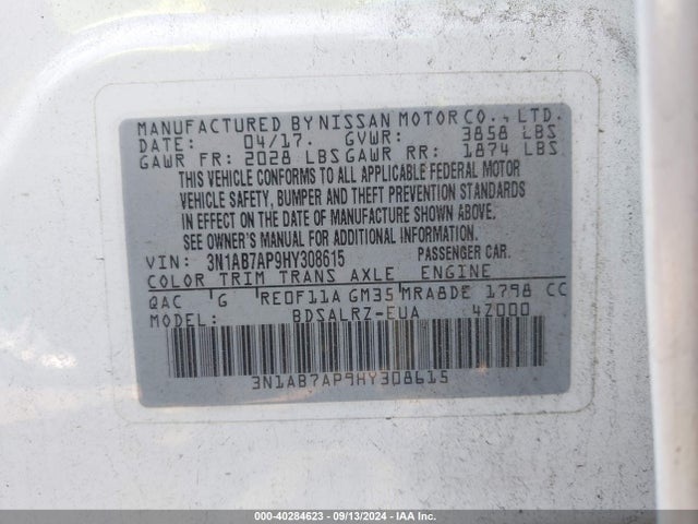 Nissan SENTRA SR 2017 3N1AB7AP9HY308615 Image 9