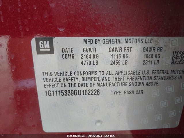 Chevrolet Impala 2lt 2016 1G1115S39GU162226 Image 9