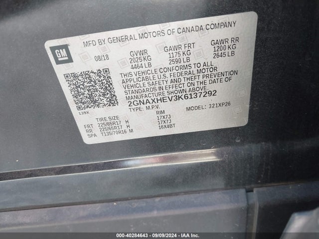 2GNAXHEV3K6137292 Chevrolet EQUINOX LS