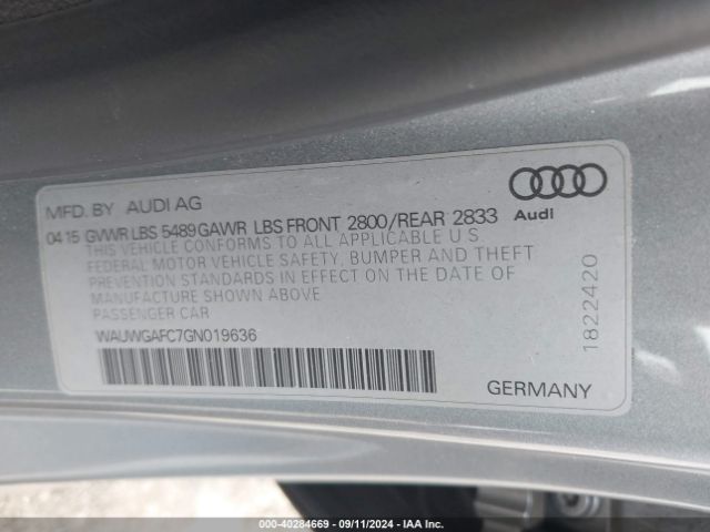 WAUWGAFC7GN019636 Audi A7 3.0t Premium Plus