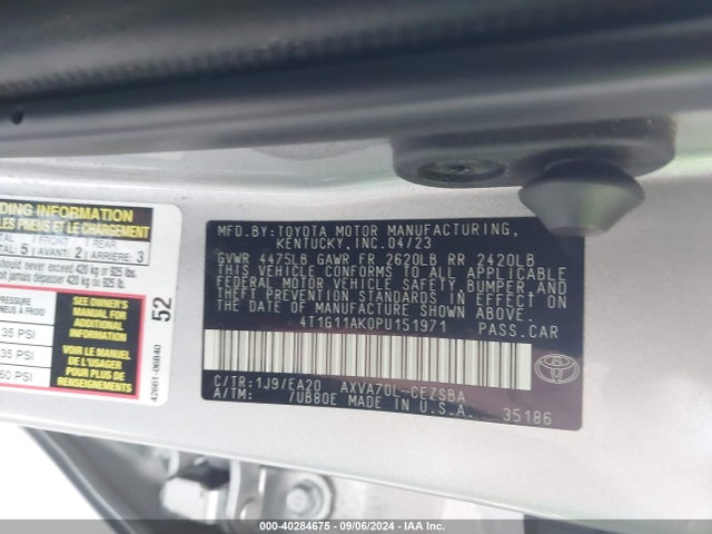 Toyota CAMRY SE 2023 4T1G11AK0PU151971 Image 9