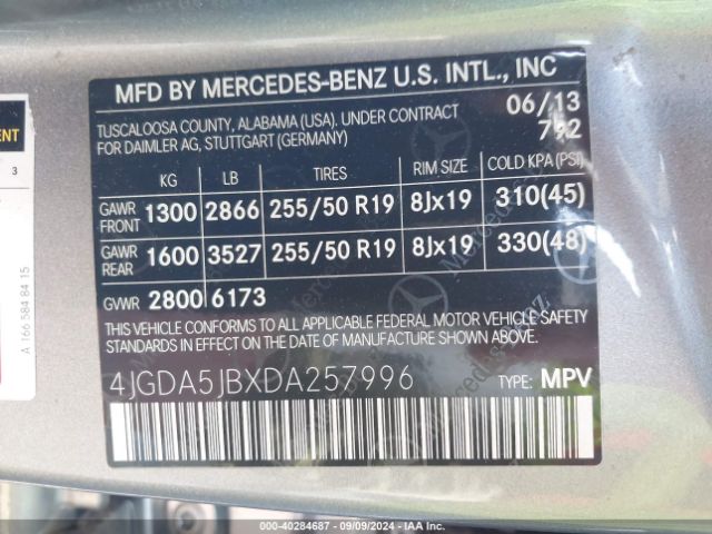 2013 MERCEDES-BENZ M-CLASS 4JGDA5JBXDA257996 Photo 8