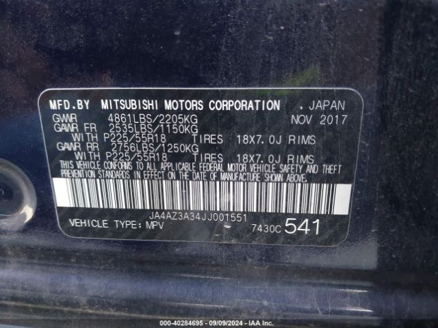2018 MITSUBISHI OUTLANDER JA4AZ3A34JJ001551 Photo 8