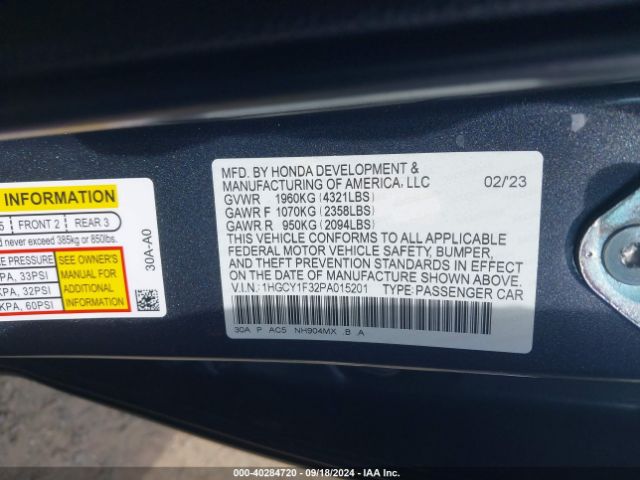 1HGCY1F32PA015201 Honda ACCORD EX