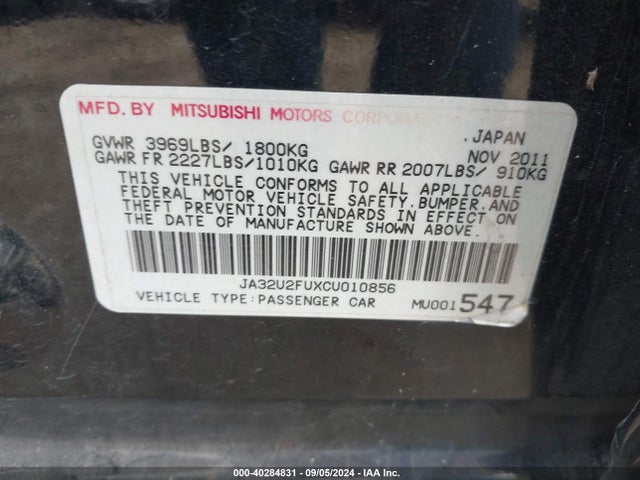 2012 MITSUBISHI LANCER JA32U2FUXCU010856 Photo 8