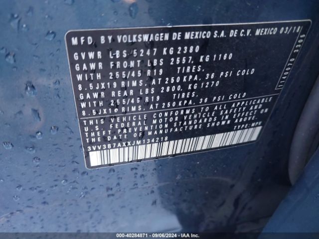 3VV3B7AXXJM134218 Volkswagen Tiguan 2.0t Se/2.0t Sel