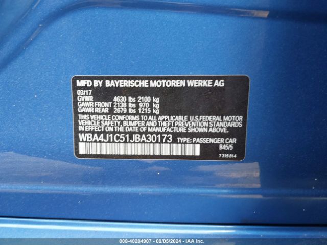 WBA4J1C51JBA30173 BMW 430i Gran Coupe