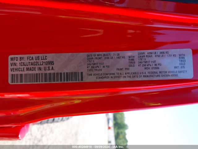 1C6JJTAG2LL210995 Jeep Gladiator Sport S 4x4