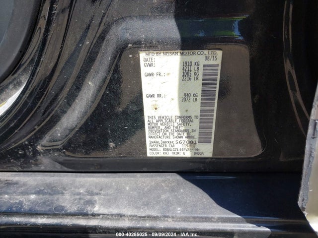 Nissan Altima 2.5 S 2015 1N4AL3APXFC567001 Image 9
