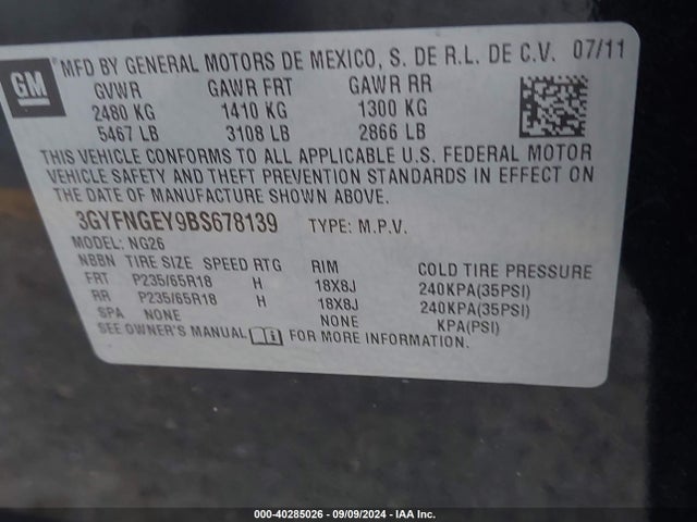 2011 CADILLAC SRX 3GYFNGEY9BS678139 Photo 8