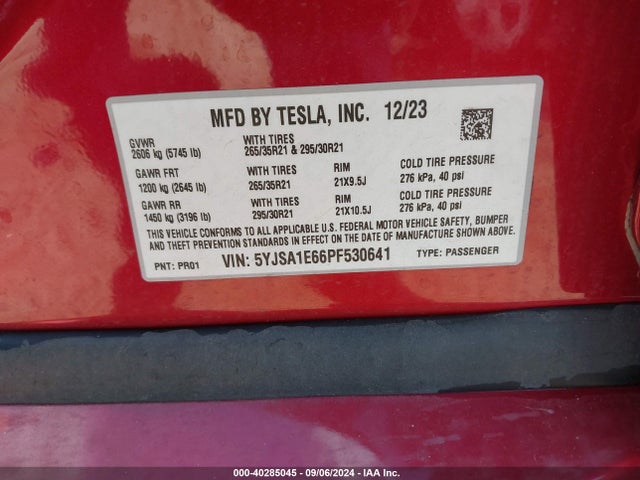 2023 TESLA MODEL S 5YJSA1E66PF530641 Photo 8