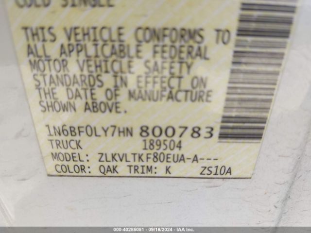 1N6BF0LY7HN800783 Nissan Nv Cargo Nv2500 Hd Sv V6