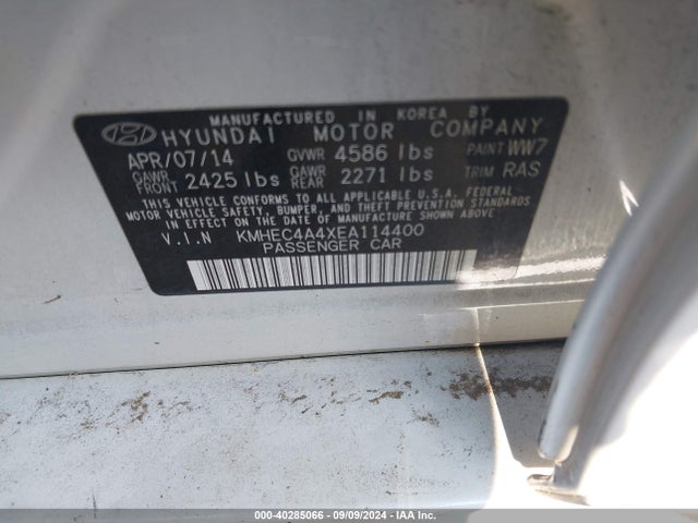 Hyundai SONATA HYBRID 2014 KMHEC4A4XEA114400 Image 9