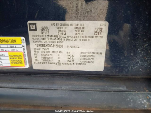 1GKKRSKD0GJ120058 GMC Acadia Slt-2