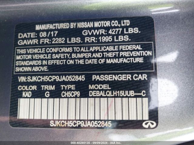 SJKCH5CP9JA052845 Infiniti Qx30 Luxury