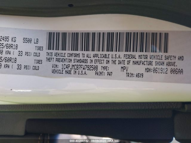 1C4PJMCB7FW792508 Jeep Cherokee Latitude Altitude