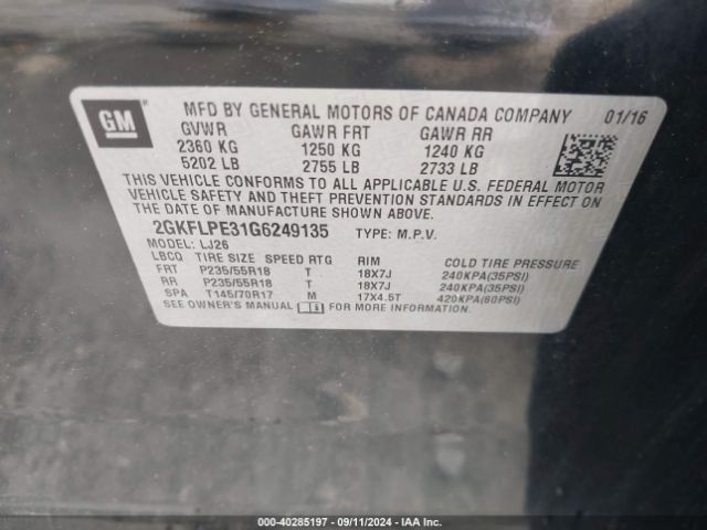 2GKFLPE31G6249135 GMC Terrain Slt