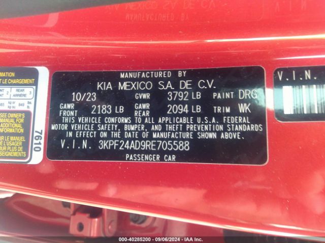 3KPF24AD9RE705588 KIA Forte Lxs